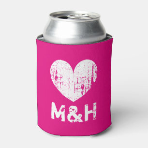 Rafraichisseur De Cannettes Mariage rose néon monogramme personnalisé peut r