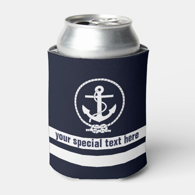 Rafraichisseur De Cannettes Monogramme de Motif d'Ancres nautiques avec Ajoute (Can devant)