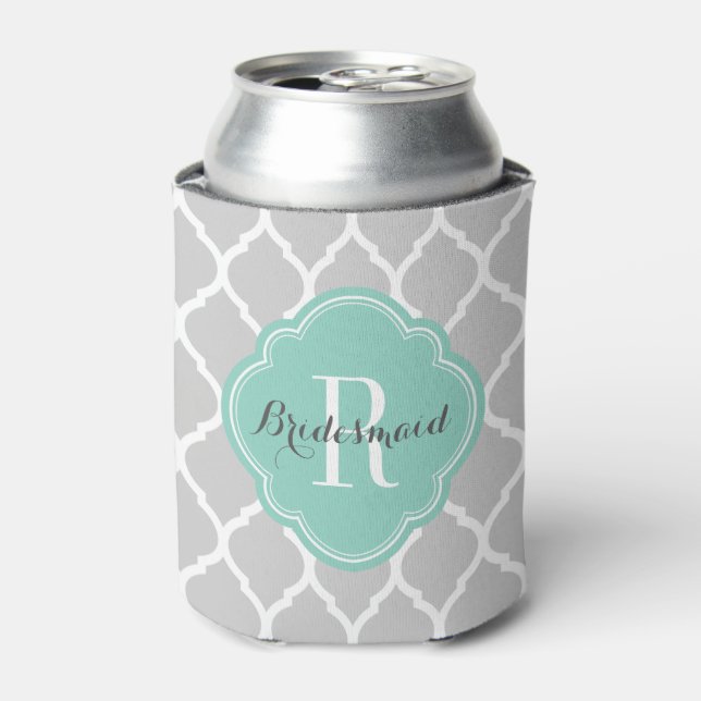 Rafraichisseur De Cannettes Monogramme de Quatrefoil Gris et Aqua marocain (Can devant)