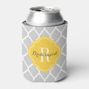 Rafraichisseur De Cannettes Monogramme de Quatrefoil gris et jaune marocain