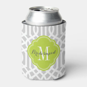 Rafraichisseur De Cannettes Monogramme de treillis gris et vert