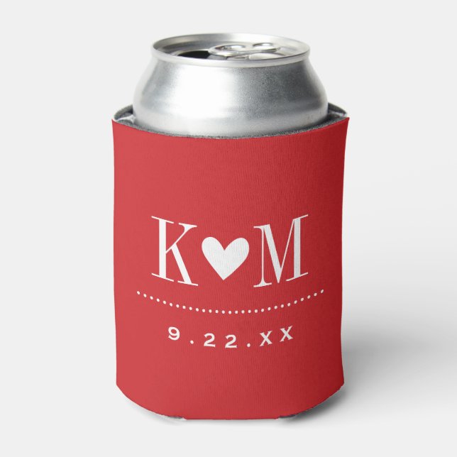 Rafraichisseur De Cannettes Monogramme Mariage moderne rouge (Can devant)