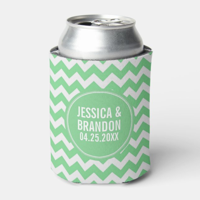 Rafraichisseur De Cannettes Monogramme vert et blanc Motif Chevron (Can devant)