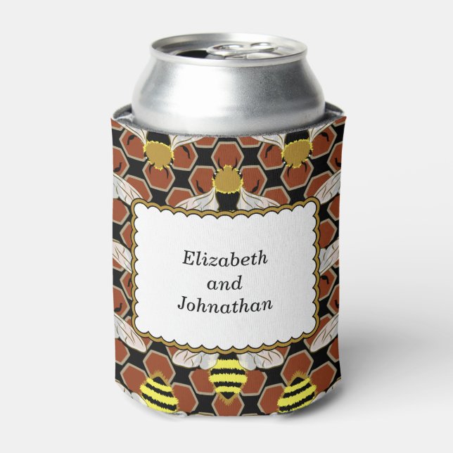 Rafraichisseur De Cannettes Motif abeilles et peigne de miel (Can devant)