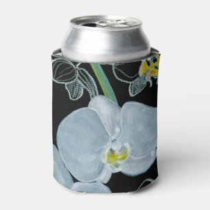 Rafraichisseur De Cannettes Motif blanc d'orchidées d'aquarelle