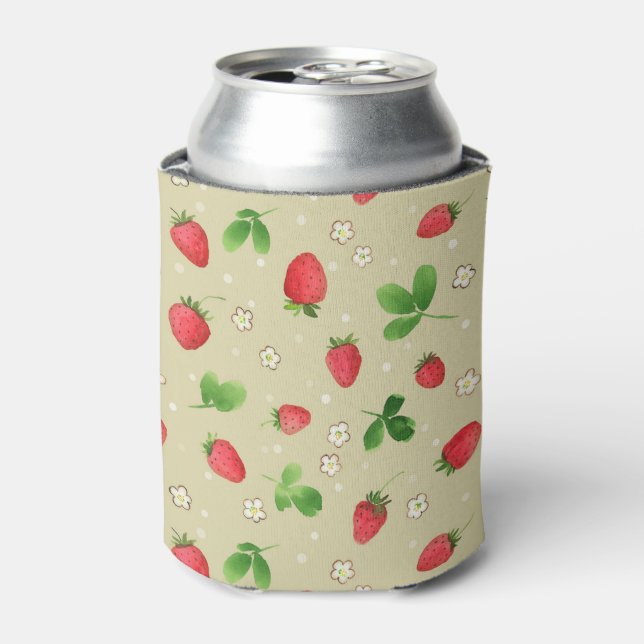Rafraichisseur De Cannettes Motif de fraises d'aquarelle (Can devant)