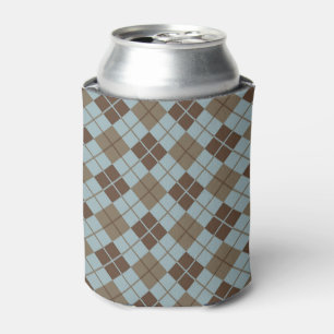 Rafraichisseur De Cannettes Motif Jacquard en bleu et Taupe