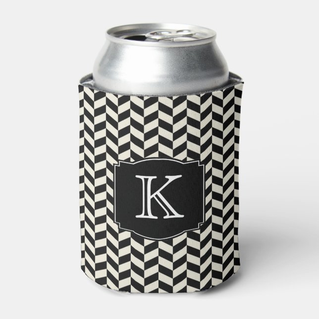 Rafraichisseur De Cannettes Motif noir et blanc avec monogramme (Can devant)
