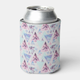 Rafraichisseur De Cannettes Motif rose et bleu d'aquarelle de palmier