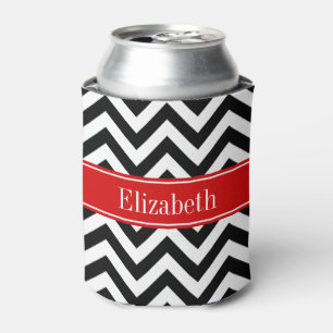 Rafraichisseur De Cannettes Noir Blanc LG Chevron Rouge Nom Monogramme