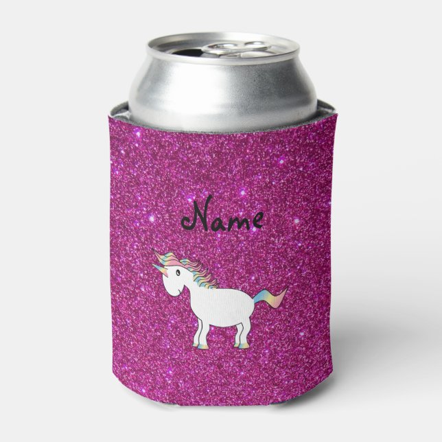 Rafraichisseur De Cannettes Nom personnalisé unicorn rose parties scintillant (Can devant)