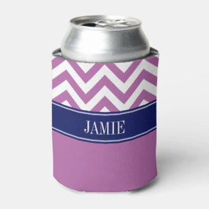 Rafraichisseur De Cannettes Orchidée Violet Blanc LG Chevron Navy Monogramme