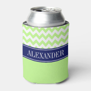 Rafraichisseur De Cannettes Pistache Vert Chevron Blanc CB Marine Monogramme