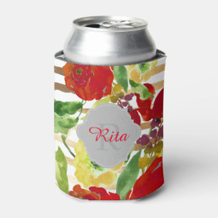 Rafraichisseur De Cannettes PixDezines Aquarelle florale/fond DIY