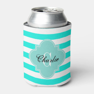 Rafraichisseur De Cannettes Rayure de rugby Turquoise Aqua