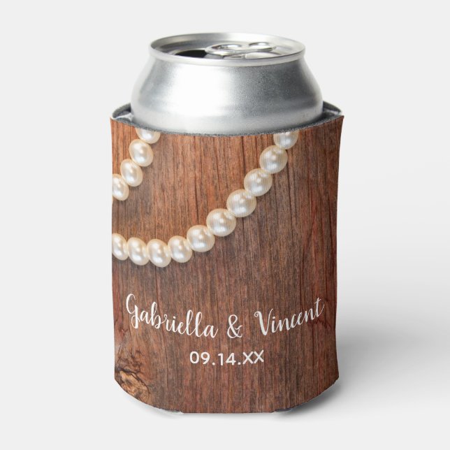 Rafraichisseur De Cannettes Rustic Pearls Country Grange Mariage Faveurs (Can devant)