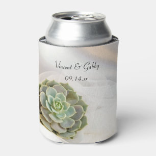 Rafraichisseur De Cannettes Succulent vert sur mariage blanc Favoriser