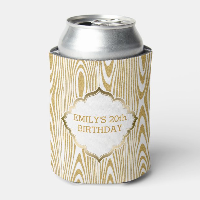 Rafraichisseur De Cannettes Texture Parties scintillant blanche et or (Can devant)