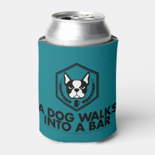 Rafraichisseur De Cannettes Un chien entre dans une barre Coozie noir et blanc