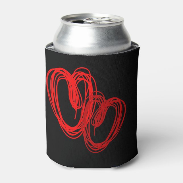 Rafraichisseur De Cannettes Valentine's Sketched Hearts BLK - Personnaliser (Can devant)