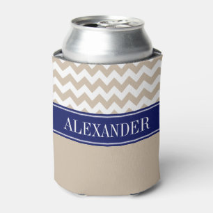 Rafraichisseur De Cannettes Vanille foncée, Chevron blanc Monogramme de prénom