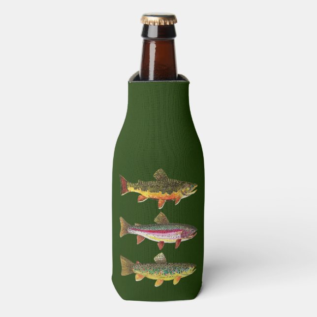 Rafraîchisseur Pour Bouteille 3 Truite pour pêcheur ou ichtyologiste (Bottle Devant)
