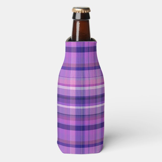 Rafraîchisseur Pour Bouteille Amethyst Marine Bleu Coton Candy Rose Madras (Bottle Devant)