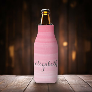 Rafraîchisseur Pour Bouteille Aquarelle rose Ombre feminine Monogramme Nom