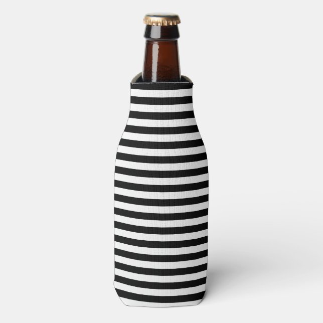 Rafraîchisseur Pour Bouteille Bande marine classique noir et blanc (Bottle Devant)