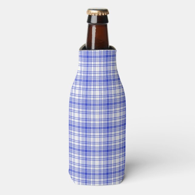 Rafraîchisseur Pour Bouteille Blue white plaid 2 (Bottle Devant)
