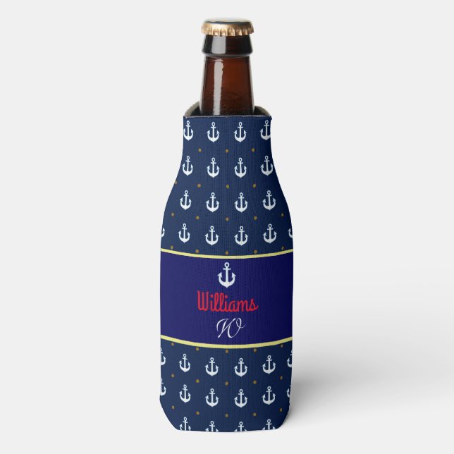 Rafraîchisseur Pour Bouteille créer personnalisé & nautique peut refroidir monog (Bottle Devant)