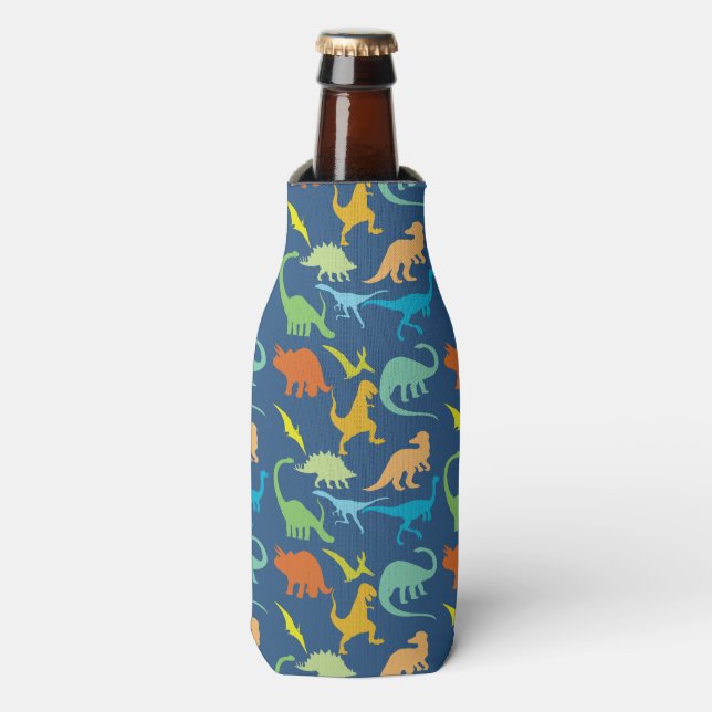 Rafraîchisseur Pour Bouteille Dinosaures colorés (Bottle Devant)