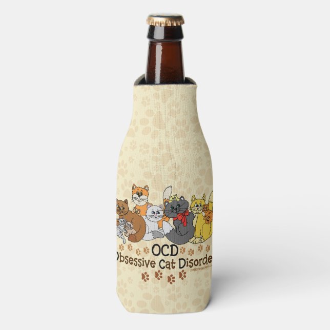 Rafraîchisseur Pour Bouteille Drôle Obsessionnel Trouble de chat (Bottle Devant)