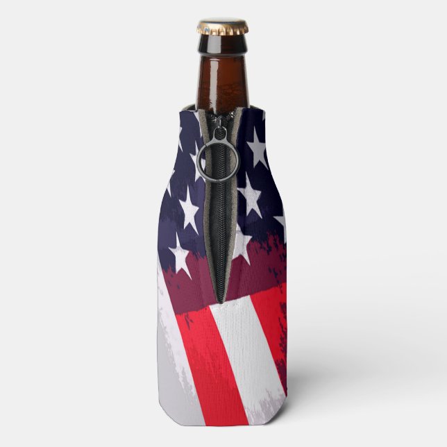 Rafraîchisseur Pour Bouteille Étoiles et rayures patriotiques (Bouteille Dos)