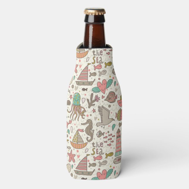 Rafraîchisseur Pour Bouteille Funny Summer Pattern With Ships (Bottle Devant)