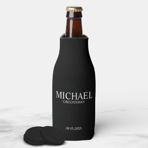 Rafraîchisseur Pour Bouteille Groomsman personnalisé moderne noir et blanc