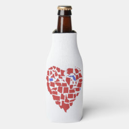 Rafraîchisseur Pour Bouteille Heart of USA States NJ PA FL en rouge