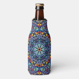 Rafraîchisseur Pour Bouteille Kaléidoscope bleu vintage de fractale de merveill