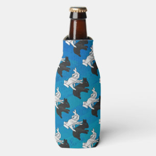 Rafraîchisseur Pour Bouteille Lapin ombre sur fond bleu
