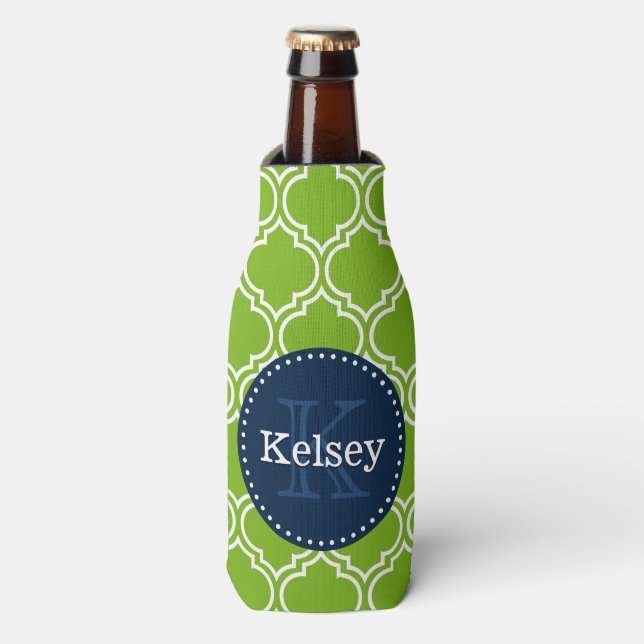 Rafraîchisseur Pour Bouteille Lime Marocain Carrelage Motif Marine Monogramme (Bottle Devant)