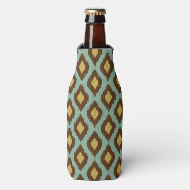 Rafraîchisseur Pour Bouteille Modern tribal ikat blue yellow (Bottle Devant)