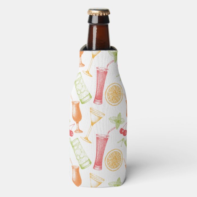 Rafraîchisseur Pour Bouteille Motif de cocktails esquissé (Bottle Devant)
