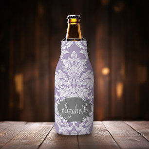Rafraîchisseur Pour Bouteille Motif de Damas Vintage violet et gris