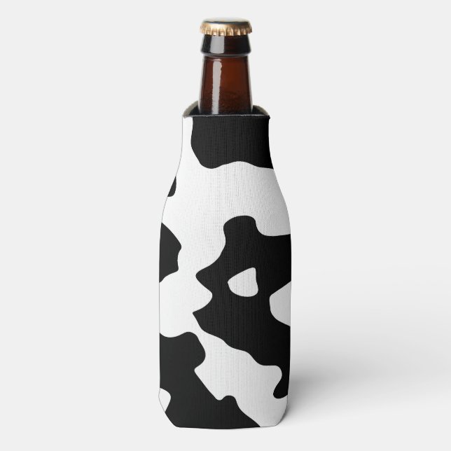 Rafraîchisseur Pour Bouteille Motif de vache noir et blanc (Bottle Devant)
