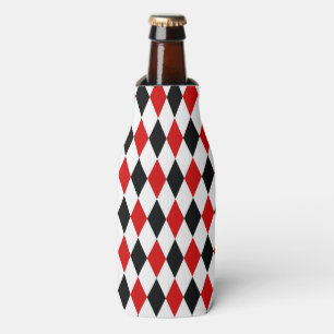 Rafraîchisseur Pour Bouteille Motif diamant rouge blanc arlequin noir