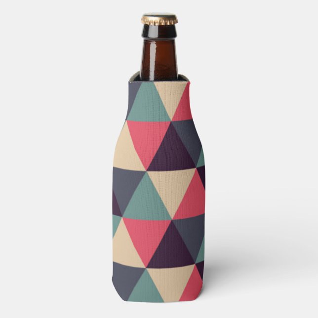 Rafraîchisseur Pour Bouteille Motif Triangle turquoise Et Rose (Bottle Devant)
