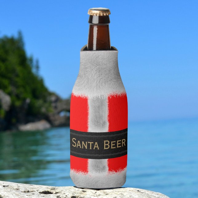 Rafraîchisseur Pour Bouteille Noël en juillet Bière Père Noël (Perfect for your beer at Christmas in July (or the one in December) Just add your name)