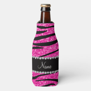Rafraîchisseur Pour Bouteille Nom personnalisé neon rose parties scintillant zèb