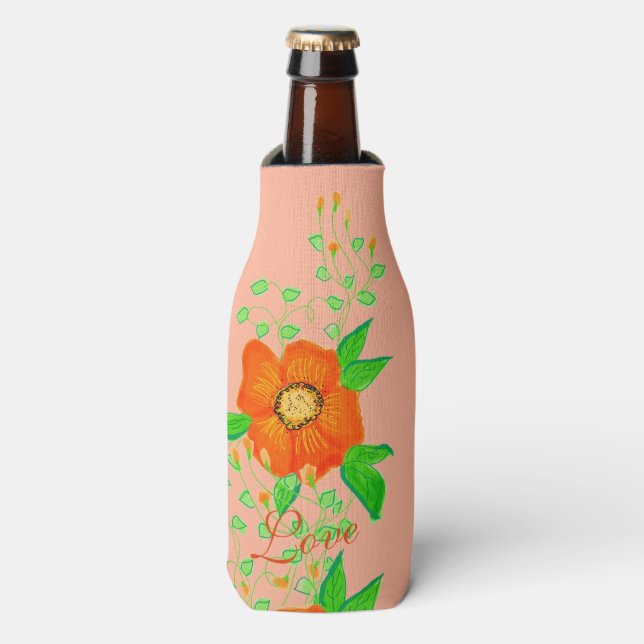 Rafraîchisseur Pour Bouteille Orange Artsy Floral (Bottle Devant)