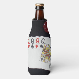 Rafraîchisseur Pour Bouteille Poker, Quad Queens, Titulaire De Stubby.
